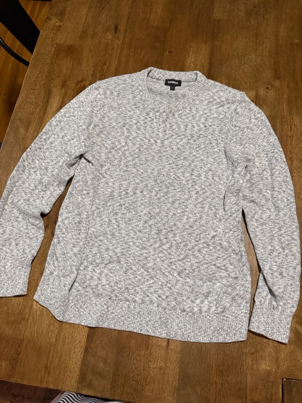 Express Men's Marled Light Gray Crewneck Sweater